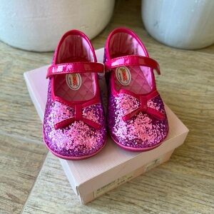 Sparkly hot pink toddler Mary Jane shoes